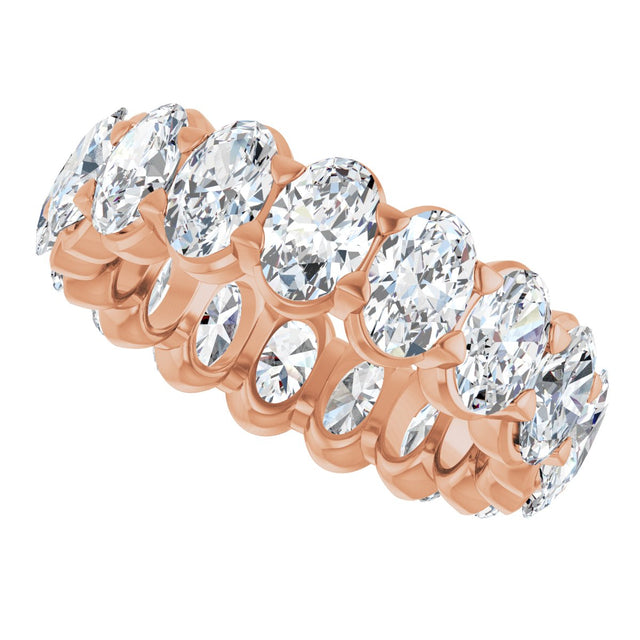 14K Gold Oval Lab-Grown Diamond Low Profile Eternity Band - 6x4mm Stones - Rose Gold - view 5