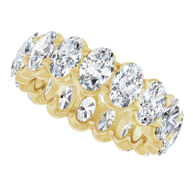 14K Gold Oval Lab-Grown Diamond Low Profile Eternity Band - 6x4mm Stones - Yellow Gold - view 5