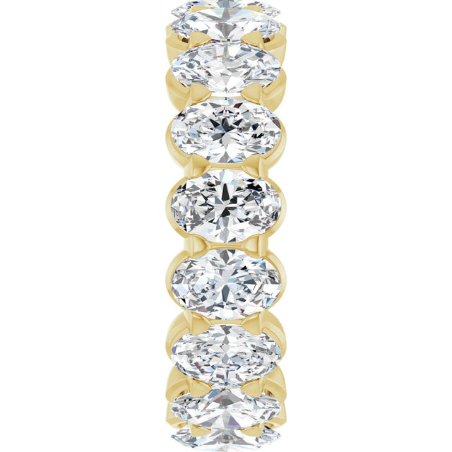 14K Gold Oval Natural Diamond Low Profile Eternity Band - 6x4mm Stones - Yellow Gold - view 4
