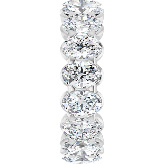 14K Gold Oval Lab-Grown Diamond Low Profile Eternity Band - 6x4mm Stones - White Gold - view 4