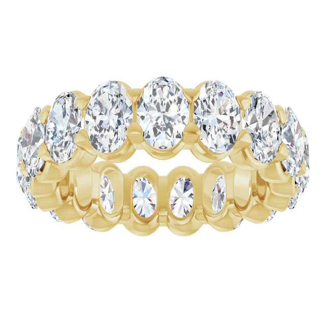 14K Gold Oval Natural Diamond Low Profile Eternity Band - 6x4mm Stones - Yellow Gold - view 3