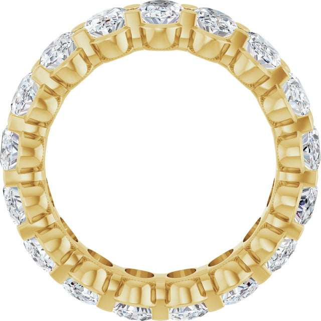14K Gold Oval Natural Diamond Low Profile Eternity Band - 6x4mm Stones - Yellow Gold - view 2