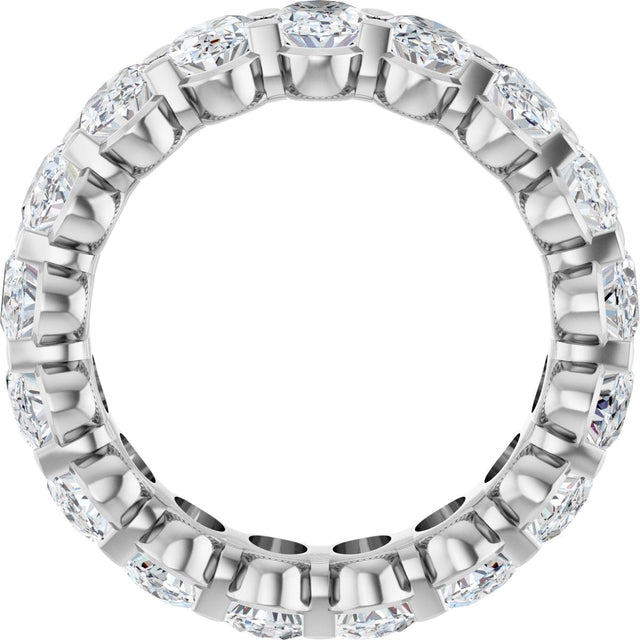 14K Gold Oval Lab-Grown Diamond Low Profile Eternity Band - 6x4mm Stones - White Gold - view 2