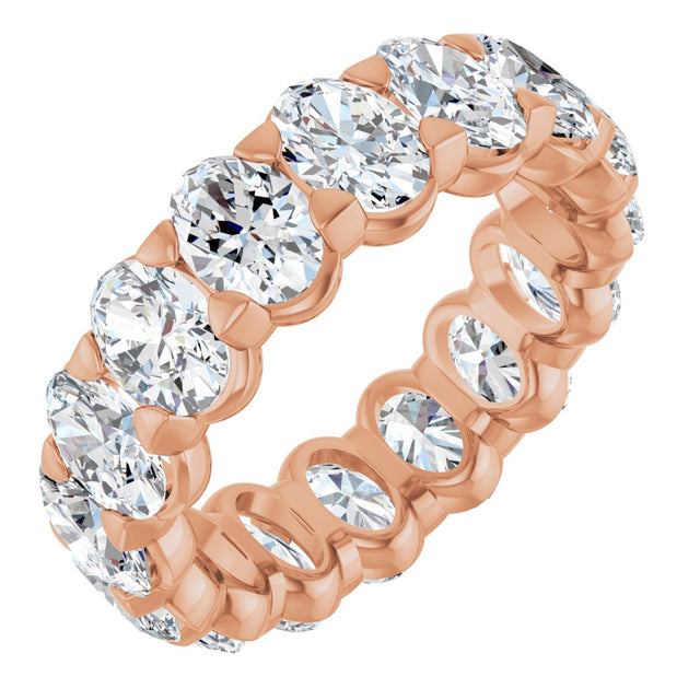 14K Gold Oval Natural Diamond Low Profile Eternity Band - 5x3.5mm Stones - Rose Gold