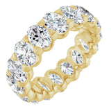 14K Gold Oval Natural Diamond Low Profile Eternity Band - 5x3.5mm Stones - Yellow Gold