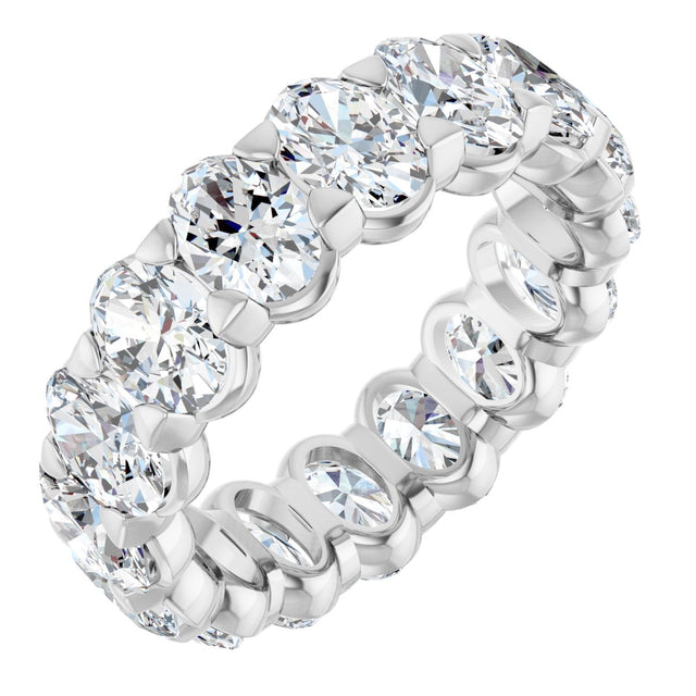 14K Gold Oval Natural Diamond Low Profile Eternity Band - 5x3.5mm Stones - White Gold