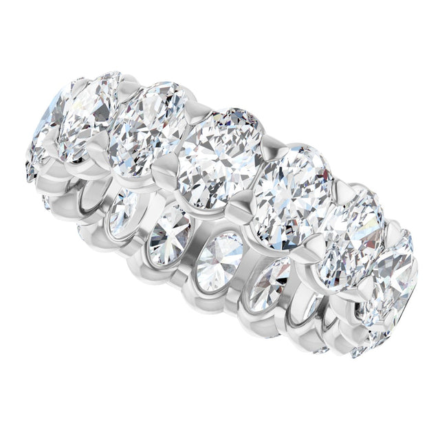 14K Gold Oval Natural Diamond Low Profile Eternity Band - 5x3.5mm Stones - White Gold - view 5
