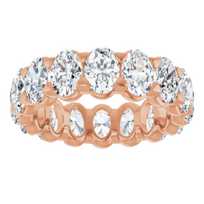 14K Gold Oval Lab-Grown Diamond Low Profile Eternity Band - 5x3.5mm Stones - Rose Gold