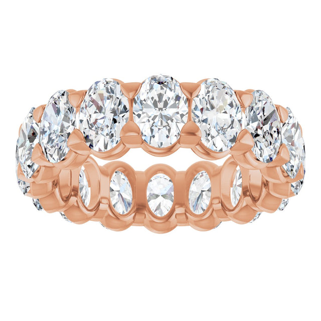 14K Gold Oval Lab-Grown Diamond Low Profile Eternity Band - 5x3.5mm Stones - Rose Gold