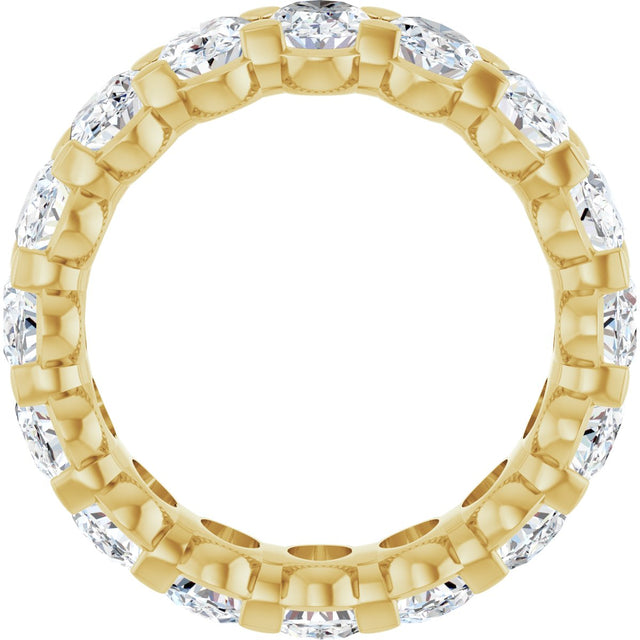 14K Gold Oval Natural Diamond Low Profile Eternity Band - 5x3.5mm Stones - Yellow Gold - view 2