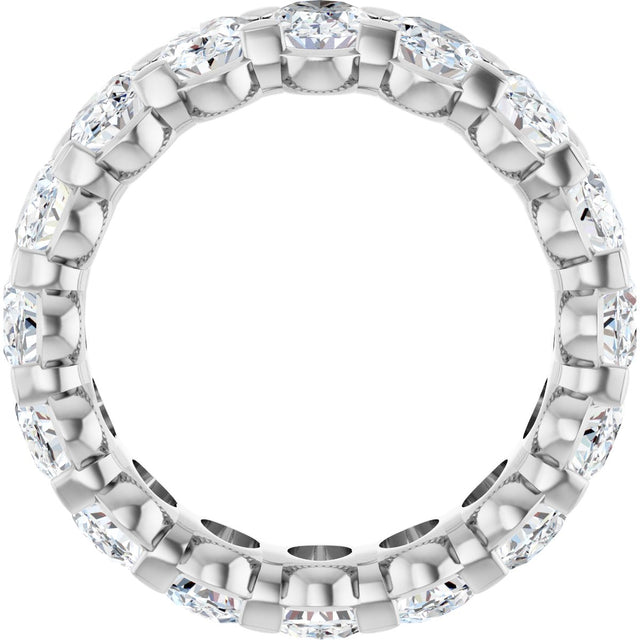 14K Gold Oval Natural Diamond Low Profile Eternity Band - 5x3.5mm Stones - White Gold - view 2