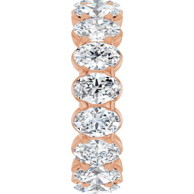 14K Gold Oval Natural Diamond Low Profile Eternity Band - 6x4mm Stones - Rose Gold - view 4