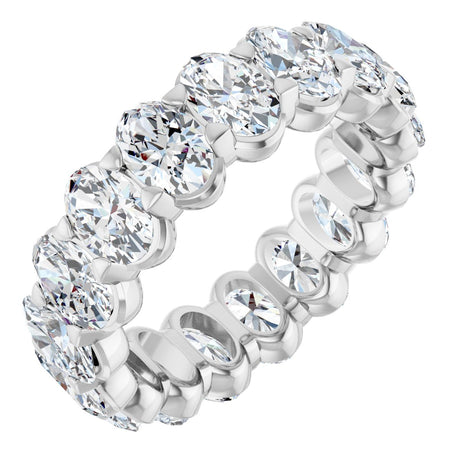 14K Gold Oval Lab-Grown Diamond Low Profile Eternity Band - 6x4mm Stones - White Gold