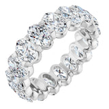 14K Gold Oval Natural Diamond Low Profile Eternity Band - 6x4mm Stones - White Gold