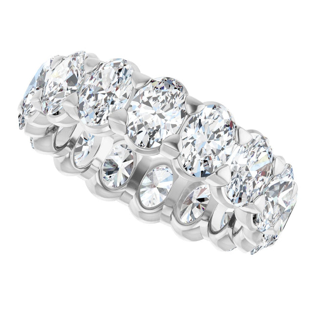 14K Gold Oval Lab-Grown Diamond Low Profile Eternity Band - 5x3.5mm Stones - White Gold - view 5