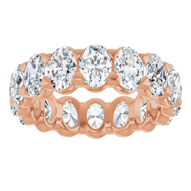 14K Gold Oval Natural Diamond Low Profile Eternity Band - 5x3.5mm Stones - Rose Gold - view 3