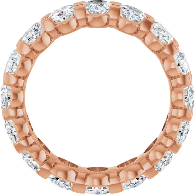 14K Gold Oval Natural Diamond Low Profile Eternity Band - 5x3.5mm Stones - Rose Gold - view 2