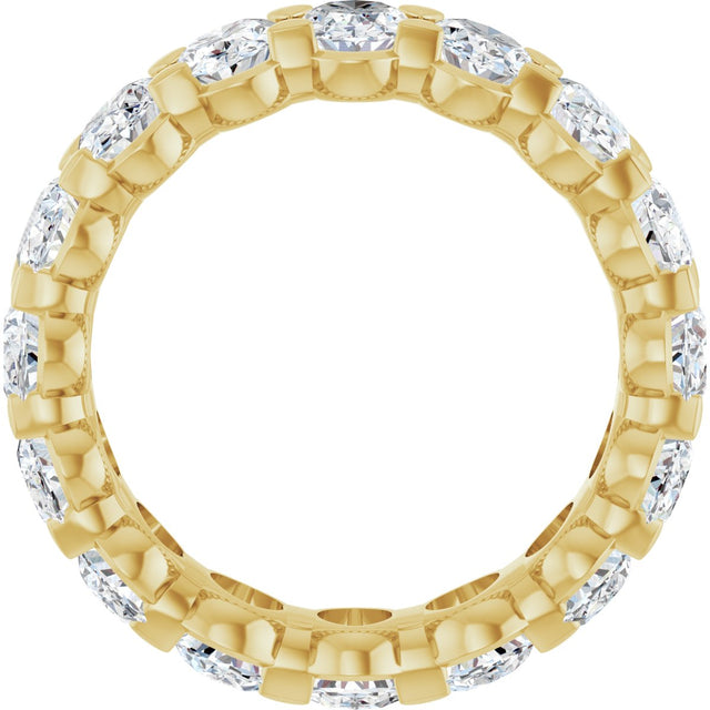 14K Gold Oval Lab-Grown Diamond Low Profile Eternity Band - 5x3.5mm Stones - Yellow Gold - view 2