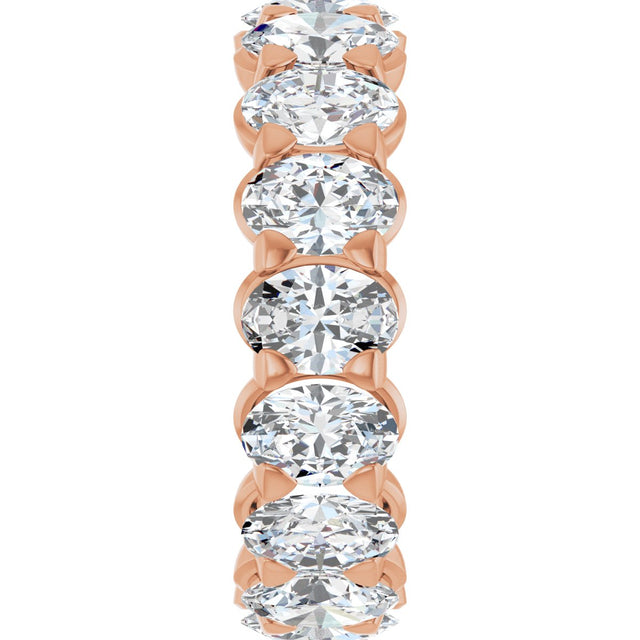 14K Gold Oval Natural Diamond Low Profile Eternity Band - 5x3.5mm Stones - Rose Gold - view 4