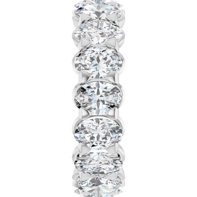 14K Gold Oval Natural Diamond Low Profile Eternity Band - 5x3.5mm Stones - White Gold - view 4