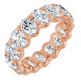 14K Gold Oval Natural Diamond Low Profile Eternity Band - 5x3.5mm Stones - Rose Gold