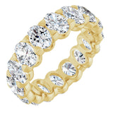 14K Gold Oval Natural Diamond Low Profile Eternity Band - 5x3.5mm Stones - Yellow Gold