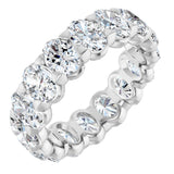 14K Gold Oval Natural Diamond Low Profile Eternity Band - 5x3.5mm Stones - White Gold