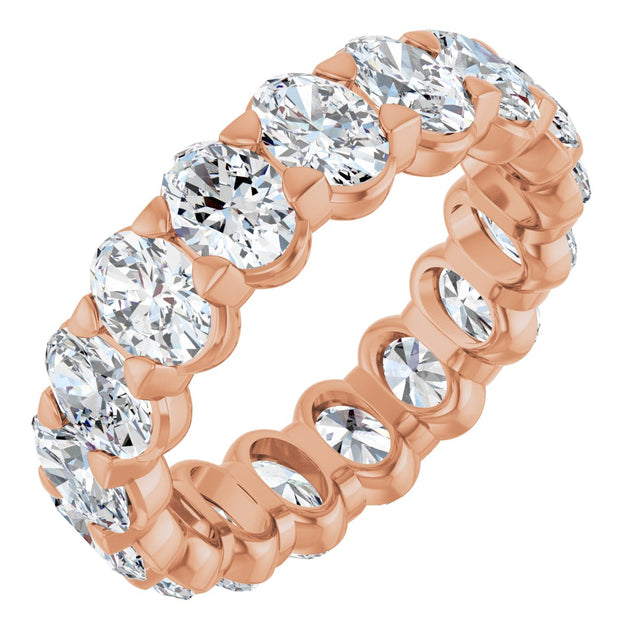 14K Gold Oval Natural Diamond Low Profile Eternity Band - 5x3.5mm Stones - Rose Gold