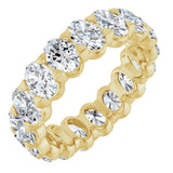 14K Gold Oval Natural Diamond Low Profile Eternity Band - 5x3.5mm Stones - Yellow Gold