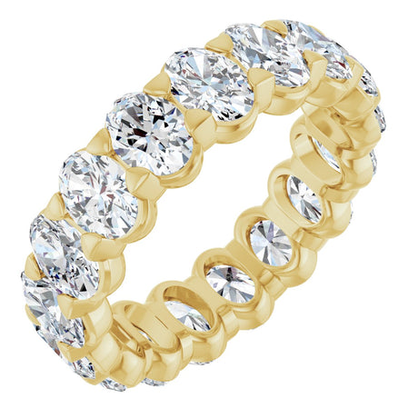 14K Gold Oval Lab-Grown Diamond Low Profile Eternity Band - 5x3.5mm Stones - Yellow Gold