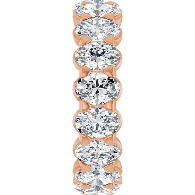 14K Gold Oval Natural Diamond Low Profile Eternity Band - 5x3.5mm Stones - Rose Gold - view 4