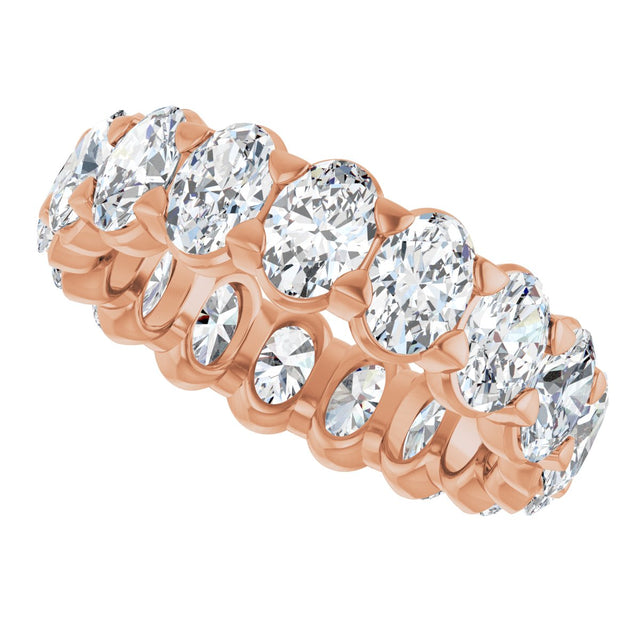 14K Gold Oval Natural Diamond Low Profile Eternity Band - 5x3.5mm Stones - Rose Gold - view 5
