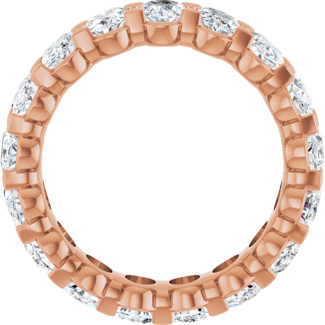 14K Gold Oval Natural Diamond Low Profile Eternity Band - 5x3.5mm Stones - Rose Gold - view 2