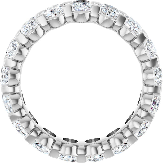 14K Gold Oval Natural Diamond Low Profile Eternity Band - 5x3.5mm Stones - White Gold - view 2