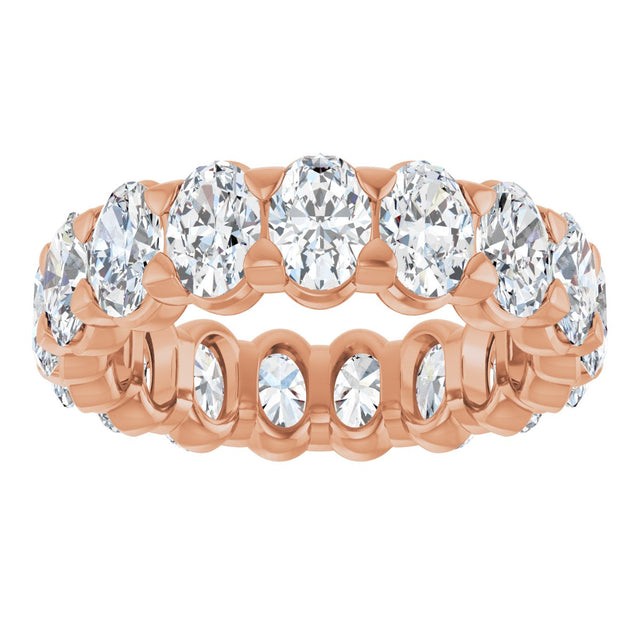 14K Gold Oval Natural Diamond Low Profile Eternity Band - 5x3.5mm Stones - Rose Gold - view 3