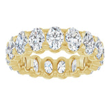 14K Gold Oval Natural Diamond Low Profile Eternity Band - 5x3.5mm Stones - Yellow Gold - view 3