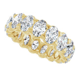 14K Gold Oval Natural Diamond Low Profile Eternity Band - 5x3.5mm Stones - Yellow Gold - view 5