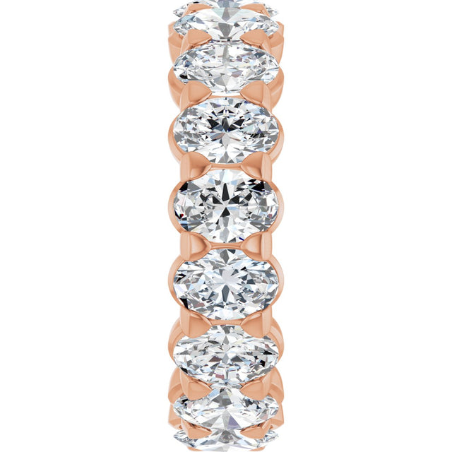 14K Gold Oval Natural Diamond Low Profile Eternity Band - 5x3.5mm Stones - Rose Gold - view 4