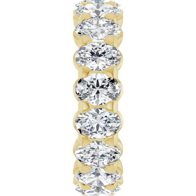 14K Gold Oval Natural Diamond Low Profile Eternity Band - 5x3.5mm Stones - Yellow Gold - view 4