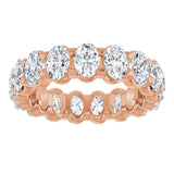 14K Gold Oval Natural Diamond Low Profile Eternity Band - 5x3.5mm Stones - Rose Gold - view 3