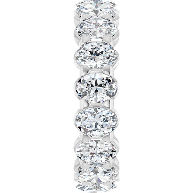 14K Gold Oval Lab-Grown Diamond Low Profile Eternity Band - 5x3.5mm Stones - White Gold - view 4