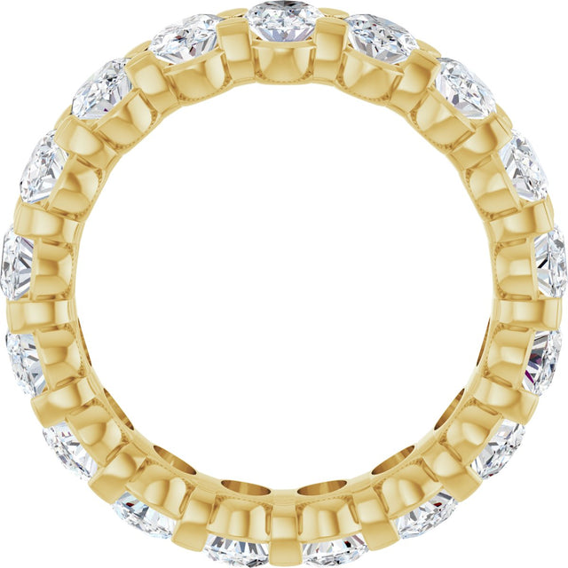 14K Gold Oval Natural Diamond Low Profile Eternity Band - 5x3.5mm Stones - Yellow Gold - view 2