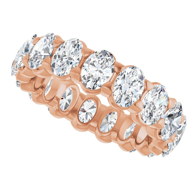 14K Gold Oval Lab-Grown Diamond Low Profile Eternity Band - 5x3.5mm Stones - Rose Gold - view 5