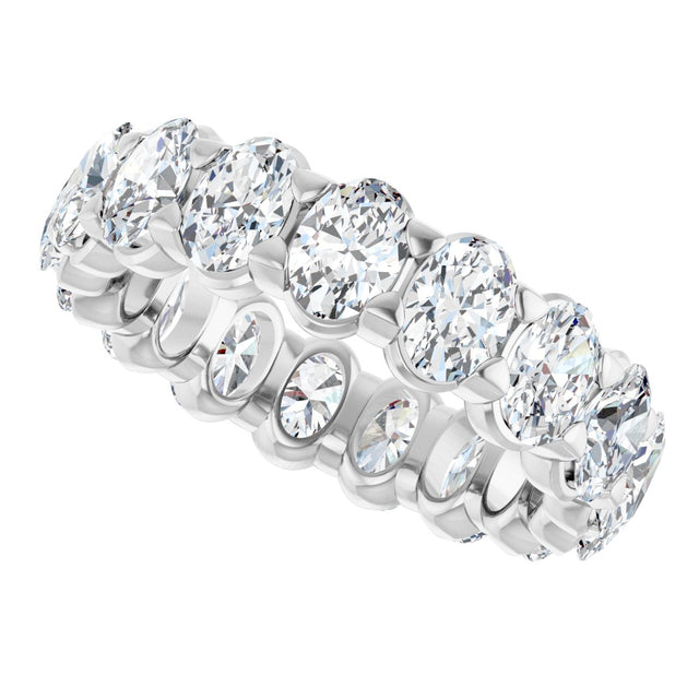 14K Gold Oval Lab-Grown Diamond Low Profile Eternity Band - 5x3.5mm Stones - White Gold - view 5