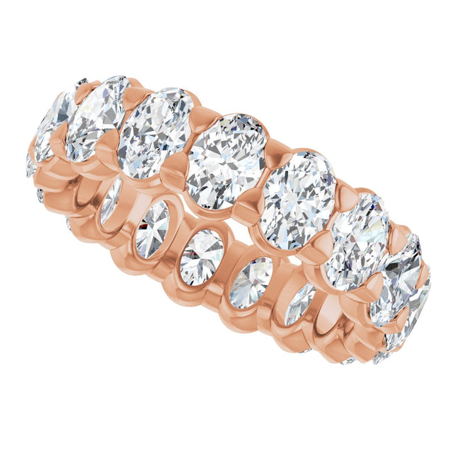 14K Gold Oval Lab-Grown Diamond Low Profile Eternity Band - 5x3.5mm Stones - Rose Gold - view 5