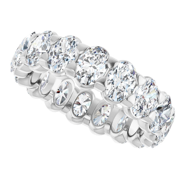 14K Gold Oval Natural Diamond Low Profile Eternity Band - 5x3.5mm Stones - White Gold - view 5
