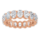 14K Gold Oval Natural Diamond Low Profile Eternity Band - 5x3.5mm Stones - Rose Gold - view 3
