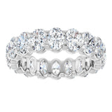 14K Gold Oval Natural Diamond Low Profile Eternity Band - 5x3.5mm Stones - White Gold - view 3