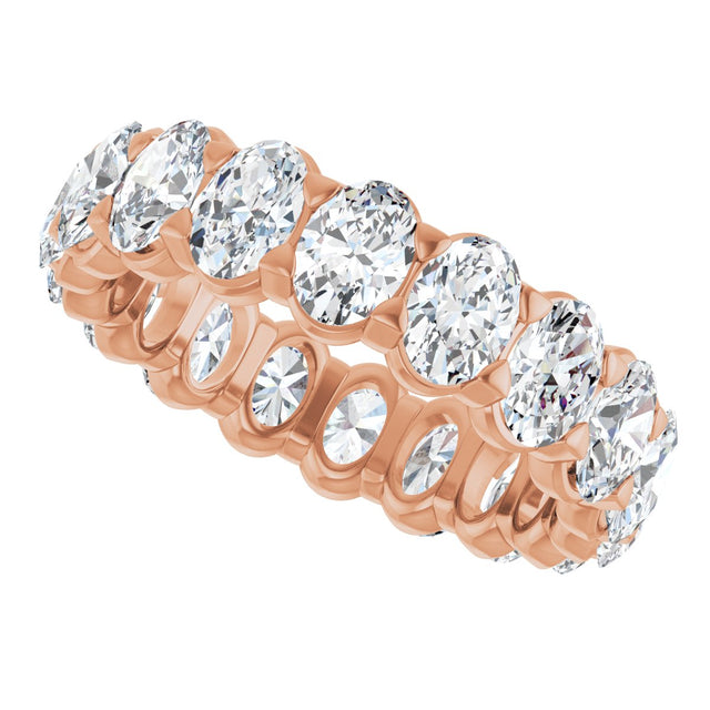14K Gold Oval Natural Diamond Low Profile Eternity Band - 5x3.5mm Stones - Rose Gold - view 5