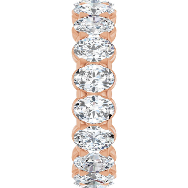 14K Gold Oval Lab-Grown Diamond Low Profile Eternity Band - 5x3.5mm Stones - Rose Gold - view 4